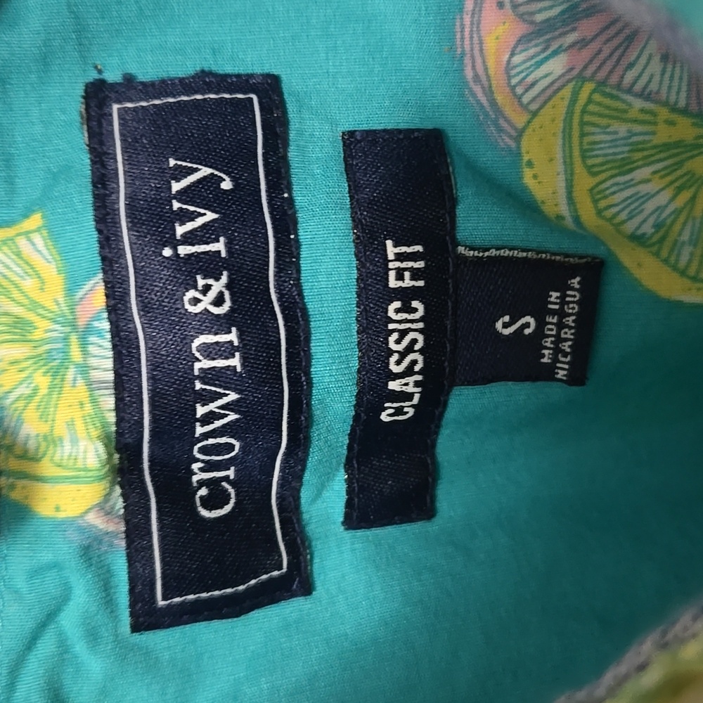 Crown & Ivy Blue Shirt with Lime Print - Picture 4 of 10